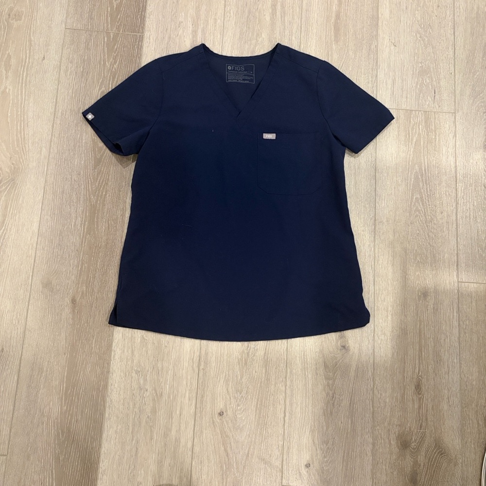 Figs Navy V-Neck Medical Scrub Top
